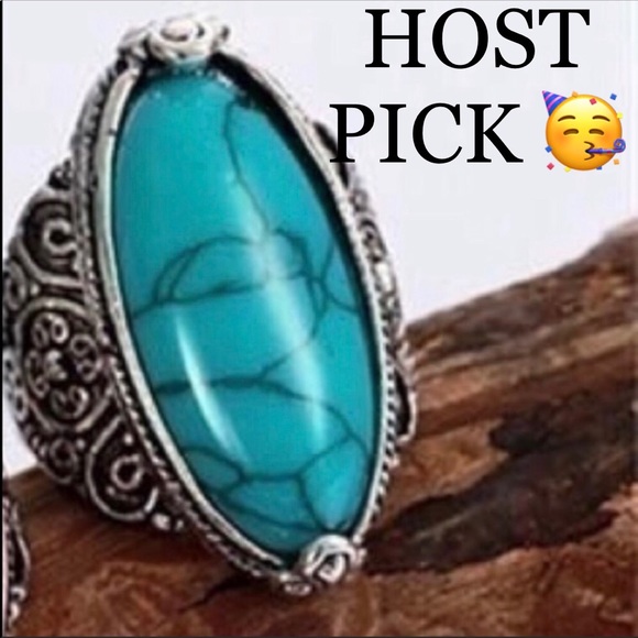 Jewelry - Vintage Antique Silver carved Turquoise Ring